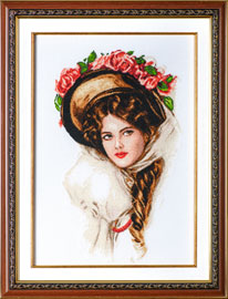 X-815, Elegancy The cross stitch kit contains: DMC cotton thread, 16 count cotton Aida Zweigart, needle, color chart and instructions. Size (31 x 43.5 cm)