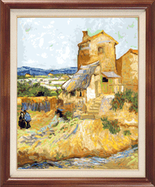 X-120, The old mill, V. van Gogh The cross stitch kit contains: DMC cotton thread, 16 count cotton Aida Zweigart, needle, color chart and instructions